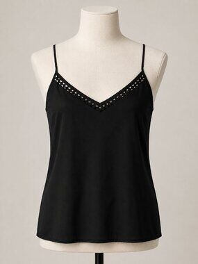 The Limited Black Lattice Cutout V-Neck Cami Tank Top Large